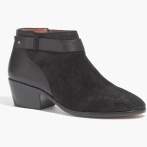 Madewell Black Suede Leather Charley Collar Ankle Booties Size 7.5